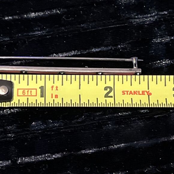 Antique Art Deco Sterling Allco Pink Enamel Rhinestone Bar Pin Brooch - Picture 8 of 8